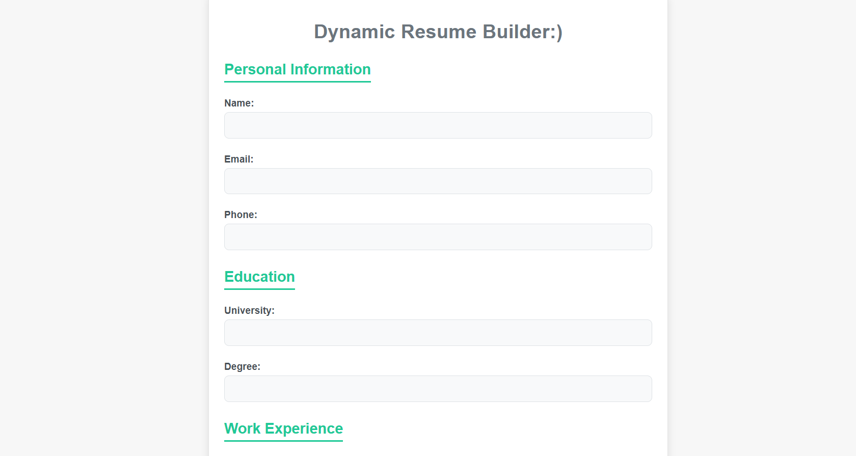 Dynamic Resume Builder